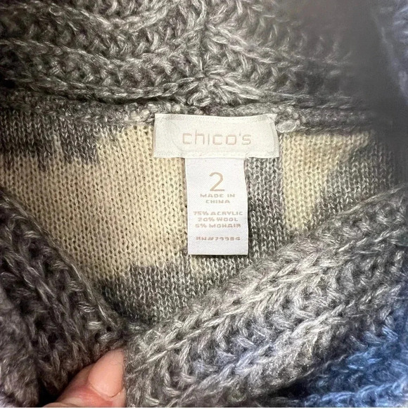 Chicos wool blend Cowlneck sweater SZ 2/LG - Picture 3 of 3